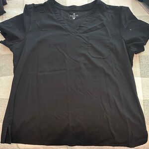 Med Couture Black V-Neck Short Sleeve Top